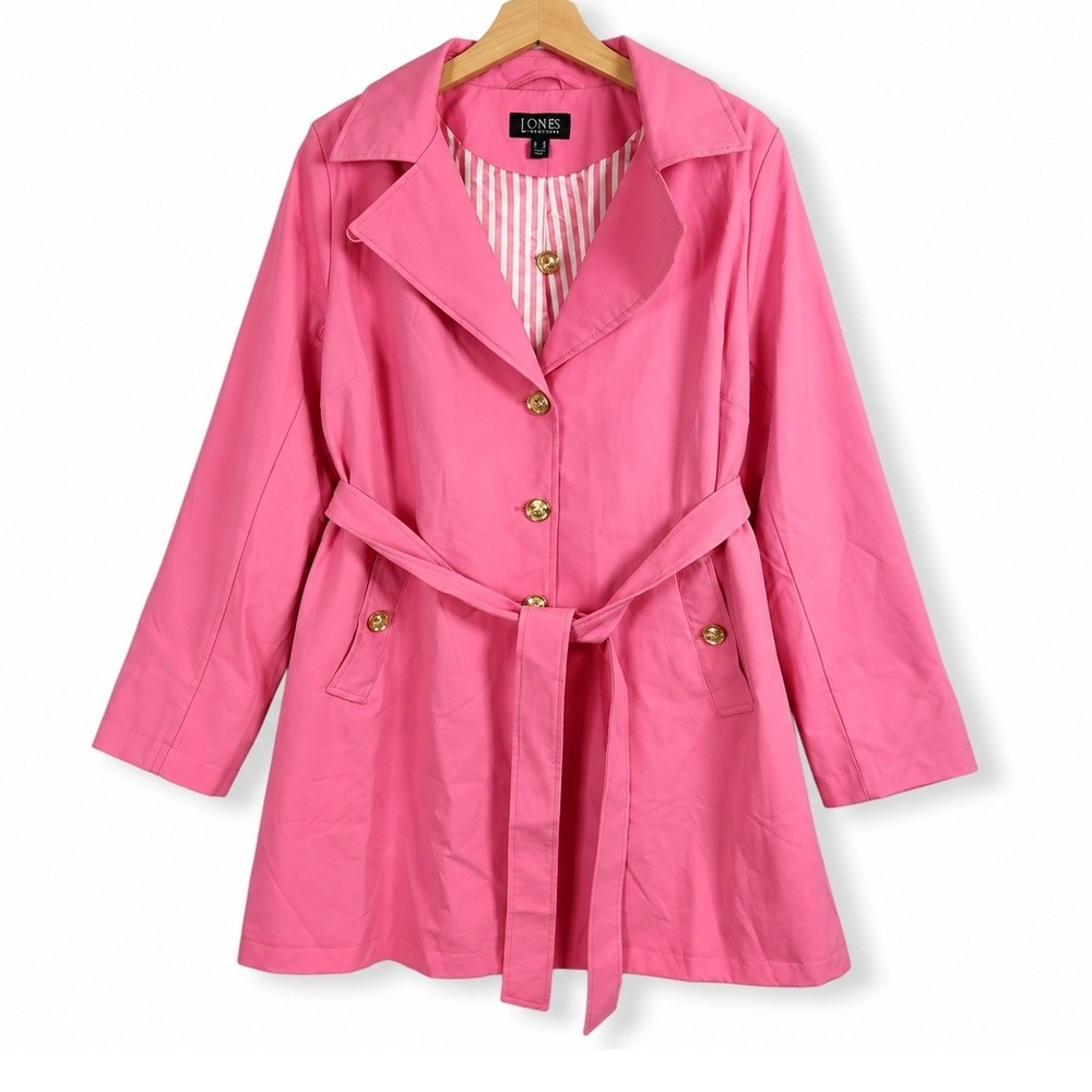 Dennis Basso Jacket Medium Petite Pink Water Resistant Trench Coat Hood A679224